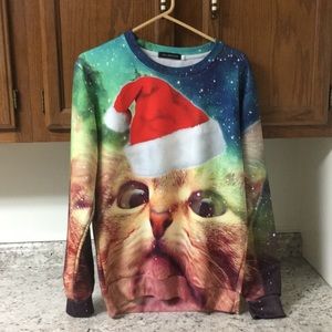 Christmas Cat Long Sleeve Pullover